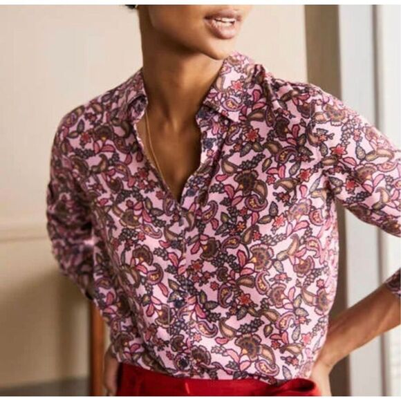 Boden Silk Button Down Shirt - Picture 2 of 9